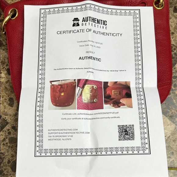 MCM Stylish Red Leather Bucket Bag with COA - Picture 13 of 13